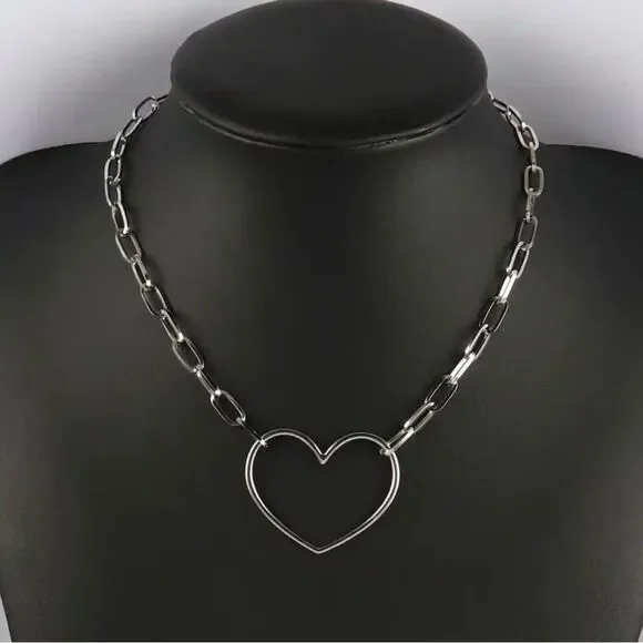 Stainless Steel Heart Choker Necklace - Picture 2 of 3